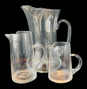 P - Trio of Clear Glass Pitchers