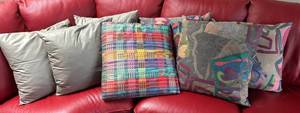LR - Seven Accent Pillows - Gray & Multicolor Geometric Prints