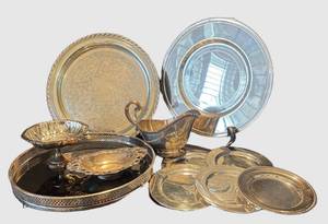 DR - Vintage Silver-Plated Platters, Gravy Boat, Compote, Plates and More