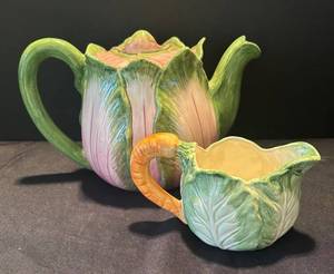 K - Italian Teapot with Fitz & Floyd Creamer Pitcher