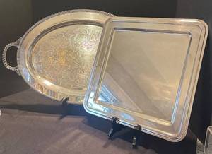 LR - Two Silver Plated Serving Platters