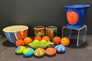 K - Colorful Ceramic Salt & Pepper Shakers - Mosaic Candle Holders, Candles, Bowl and More