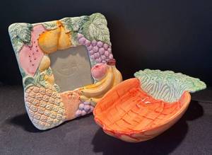 P - Pretty Terragraphics Frame and Fitz & Floyd Carrot Dish