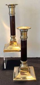 P - Pair of Vintage Brass Accented Candlesticks