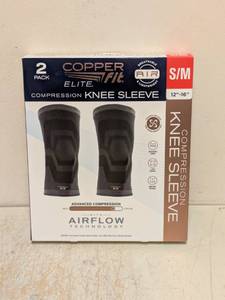 NEW COPPERFIT ELITE COMPRESSION KNEE SLEEVE 2 PACK SM