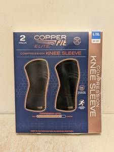 NEW COPPERFIT ELITE COMPRESSION KNEE SLEEVE 2 PACK LXL