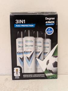 NEW DEGREE 3 IN 1 DRY SPRAY 4PK