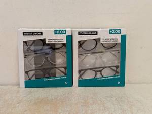 (2) NEW FOSTER GRANT 2.00 READING GLASSES 3PK