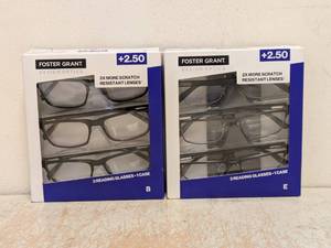 (2) NEW FOSTER GRANT 2.50 READING GLASSES 3PK