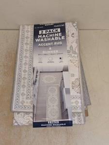 NEW WYATT & ASH MACHINE WASHABLE RUNNERS ZINNIA 2PK