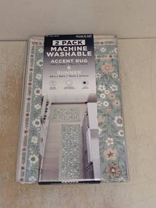 NEW WYATT & ASH MACHINE WASHABLE ACCENT RUG & RUNNER KINSLEY 2PK
