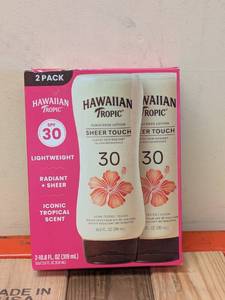 NEW HAWAIIAN TROPIC SUNSCREEN LOTION SHEER TOUCH SPF30 2PK