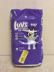 NEW LUVS PLATINUM PROTECTION BLUEY DIAPERS SIZE N 38CT