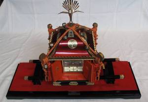 VINTAGE 1970S MIKOSHI PALANQUIN SHRINE PAINTED JAPAN WOOD wCITIZEN CLOCK
