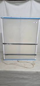 MINANT White Metal Cabinet with Blue Trim and Chrome Rails