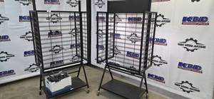 Black Wire Grid Display Racks on Mobile Stands (Lot of 2)
