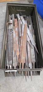 Assorted Metal Chisels & Shaping Blades in Steel Toolbox