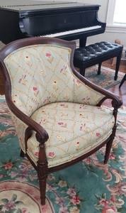 Restored Louis XVI Style STICKLEY Fine Upholstered Curved Back Parlor Armchair