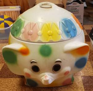 Vintage 1960s era Polka Dot Elephant Toy Bin