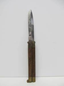 Vintage Brass, Steel &amp Wood Balisong Knife