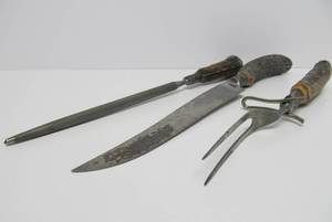 Antique Stag Horn & Sterling Silver Handle Cutlery Set