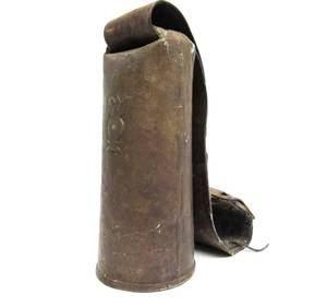 LARGE Early Antique Brass or Copper Cow Bell wOriginal Leather