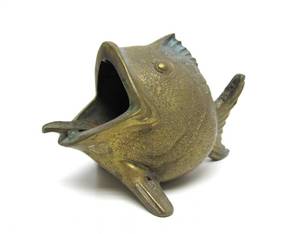 Old Vintage Brass Fish Ash Tray  Receiver