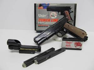 Like-New Working DAISY POWERLINE 45 Air Pistol wCase, Laser Sight &amp Magazines