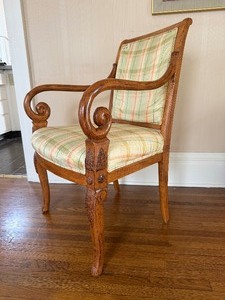 Beautiful Vintage Carved Scrolled Wood Armchair