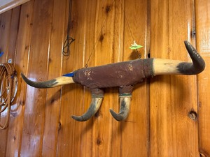 Old Vintage Western Style Buffalo or Cattle Horn HatCoat Rack