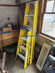 2 HUSKY Yellow Fiberglass Ladders