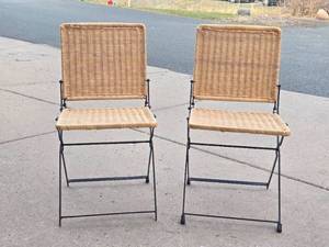 Quality Vintage Mid Century Folding Steel Cane Chairs