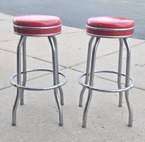Pair of Nice Condition 1950s era COSCO Swivel Bar Stools&nbsp