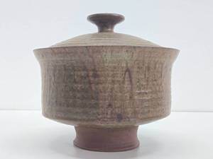 Excellent Mid Century Signed Studio Art Pottery footed Bowl wLid