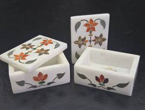 Very Nice Vintage Inlaid Marble Trinket Boxes