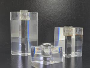 3 Vintage Mid Century Lucite Candle Stands