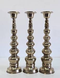 Very Nice Mid Century Brass Candle Stand Set of 3 - 15