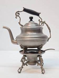 Antique Victorian TeaCoffee Pot wStand &amp Burner