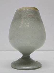 Large Mid Century Heavy Handblown Murano Style Oversized Bubble Glass Goblet