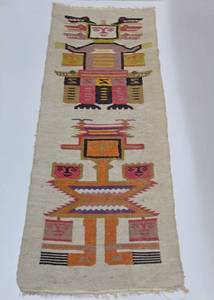Vintage Handmade Wool Inca Rug  Tapestry