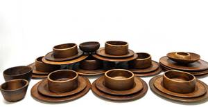 Wonderful Collection of Original Mid Century Teakwood Dishware