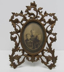Original Ornate Antique Cast Metal Victorian Picture Frame