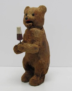 Old Vintage Windup Toy wKey - Bear Eating Popsicle or Ice Cream