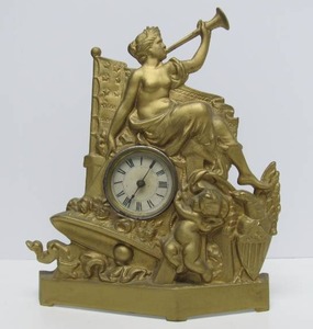 Beautiful 19th Century Patriotic Gilt Mantel Clock&nbsp