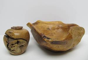Burled Wood Centerpiece Bowl &amp Hand Turned Burled Wood Vase
