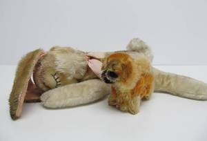 2 Vintage STEIFF Animals wTags - Large Rabbit &amp Dog