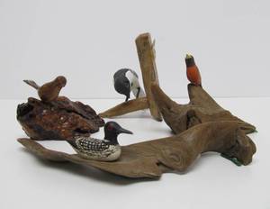 Great Group of Hand Carved &amp Painted Folk Art Birds