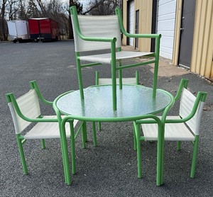 Fantastic Retro Vintage Green Patio Table &amp; 4 Matching Chairs