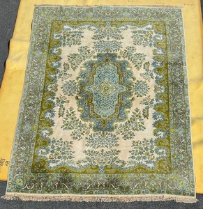 Very Nice Large Vintage Turkish Area Rug wGreen Tones