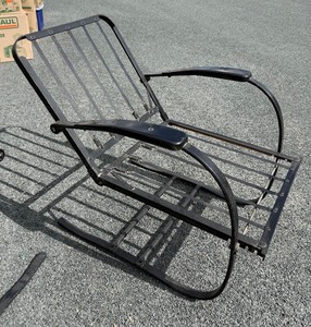 Wonderful Quality Pair of Vintage Mid Century Heavy Wrought Iron Spring Chairs